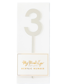 3 silver acrylic number  - party pick