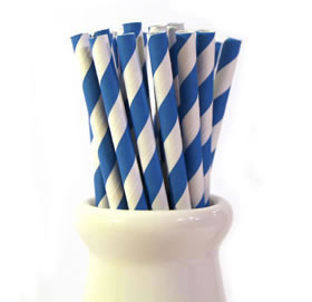 Paper Straws - Bright blue stripe