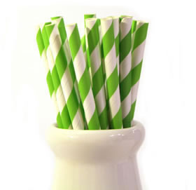 Paper Straws - Lime stripe
