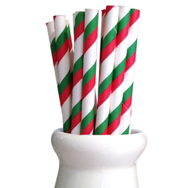 Paper Straws - Stripe red + green
