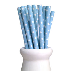 Paper Straws - Swiss dot pale blue