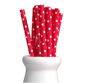 Paper Straws - Swiss dot red